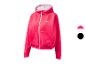 Damen-Fuchsia-Kapuzenjacke mit Reißverschluss, weißem Logo und Farboptionen