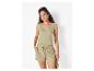 Damen-Khaki-Sommer-Jumpsuit mit Shorts und ärmellosem Oberteil.