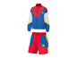 Lidl Sportanzug mit blauer Windjacke und roter Hose im Retro-Stil.