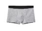 Graue Herren-Boxershorts mit schwarzem Gummibund.