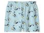 Hellblaue Kinder-Shorts mit Cartoon-Hundemuster und Sternen.