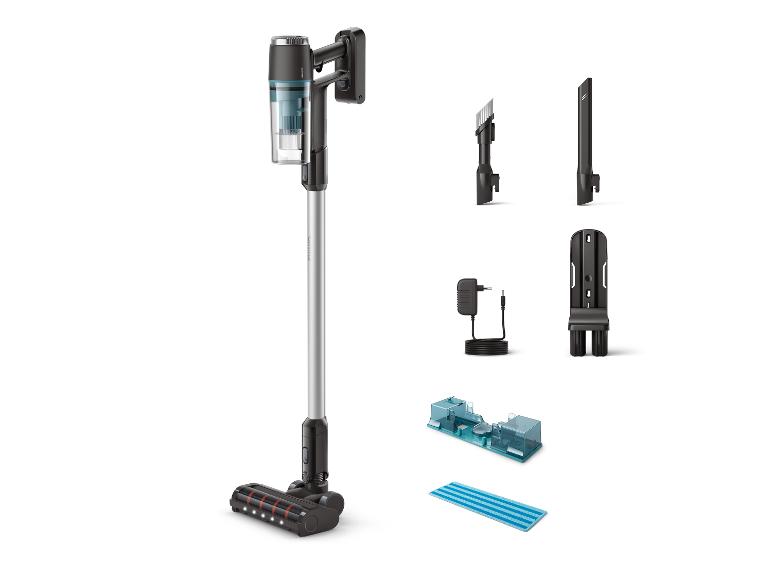 Kabelloser Stielstaubsauger mit Zubehör, inklusive Ladeadapter und Wischmopp