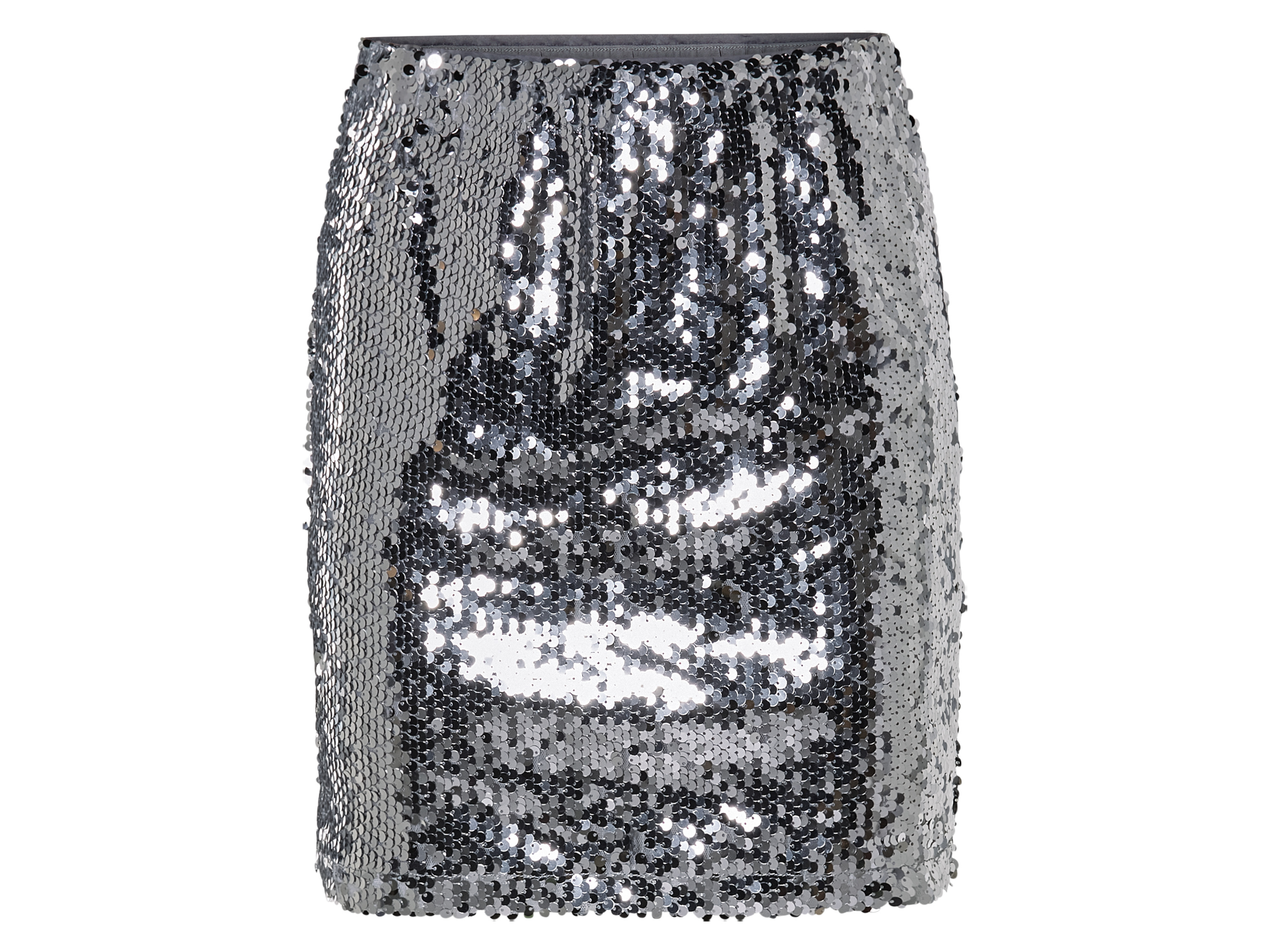 esmara® Damen Rock Mini Pailletten (Silber, S(36/38)) | 04335814068271