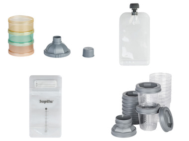 lupilu® - Wiederverwendbare Quetschbeutel \ Muttermilchbeutel \ Muttermilch-Aufbewahrungsbecher-Set \ Milchpulverbehälter-Set , BPA-frei 