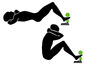 Illustration von zwei Personen, die Sit-ups mit einem Fitnessball machen.