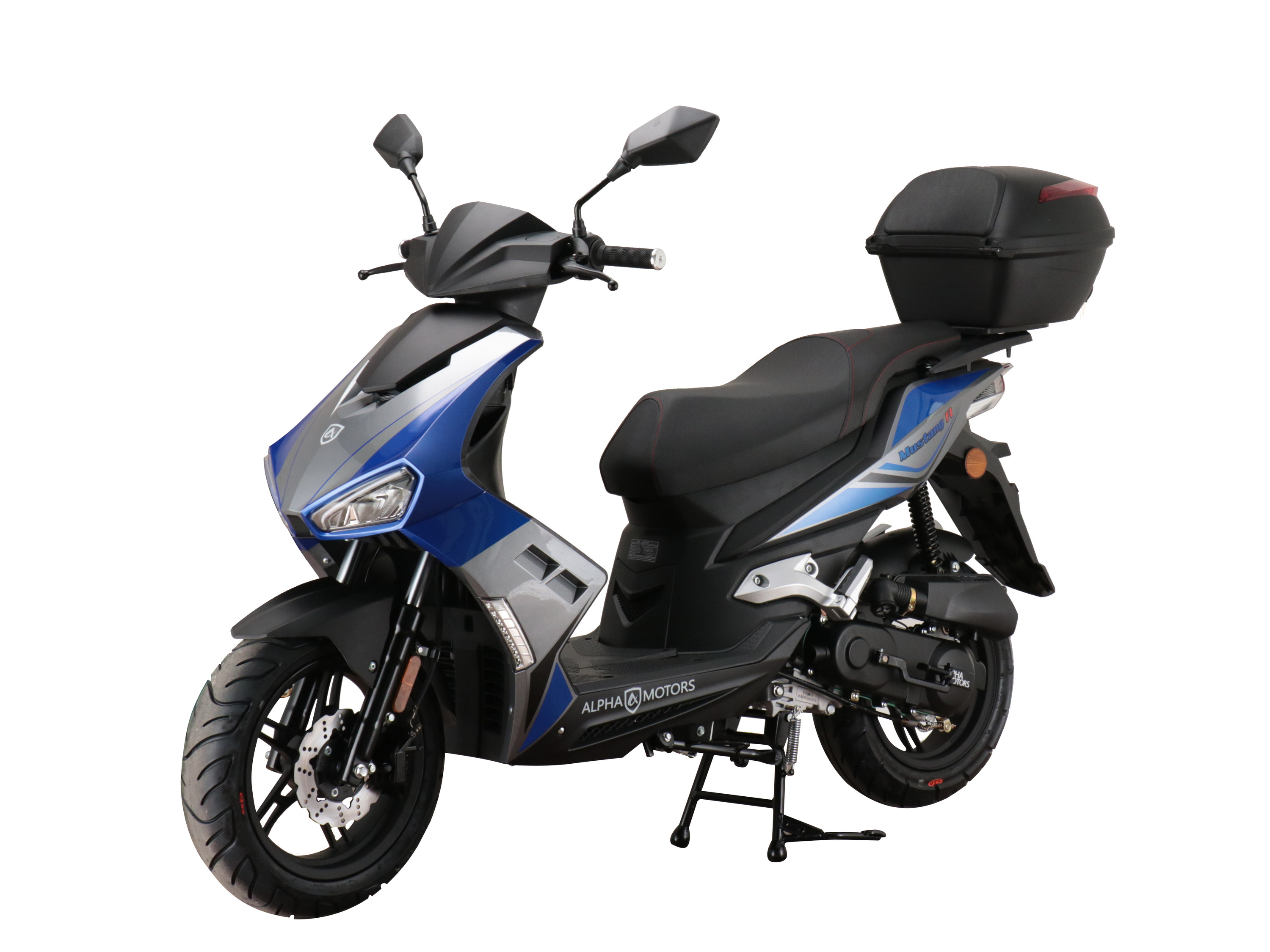 ALPHA MOTORS Motorroller Mustang FI 50 ccm EURO 5 inkl. Topcase (blau-grau, 25 km/h) – Bild 4 von 4