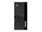 Schwarze Powerbank mit 100% digitaler Anzeige und Wellenmuster.
