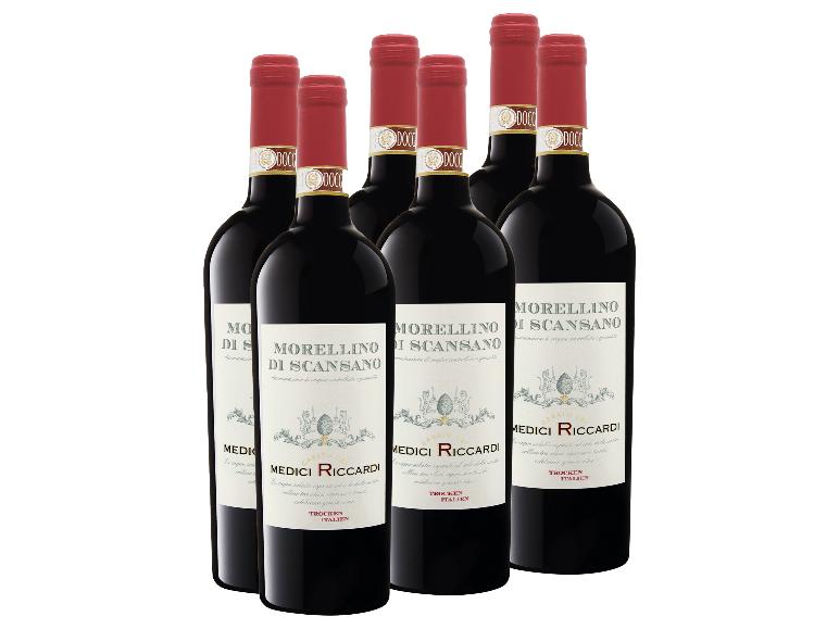 Sechs Flaschen Casato dei Medici Riccardi Morellino di Scansano DOCG trockener Rotwein.