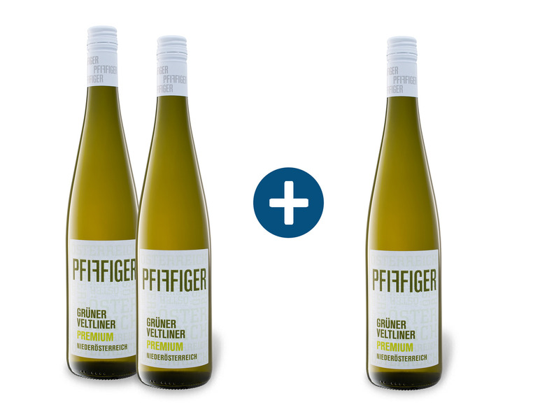 Gehe zu Vollbildansicht: 2+1 Paket Pfiffiger Grüner Veltliner Premium trocken, Weißwein - Bild 1