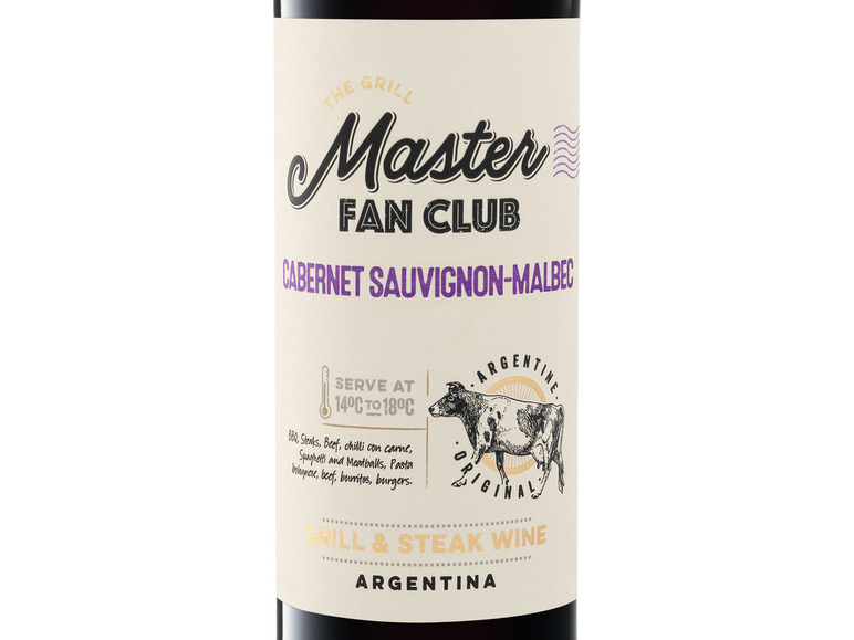 Rotwein Cabernet Grill Masters Club Sauvignon-Malbec Argentinien Fan 2022 trocken.