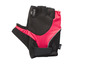 Schwarze und rosafarbene Crivit Fahrradhandschuhe mit Gelpolsterung.