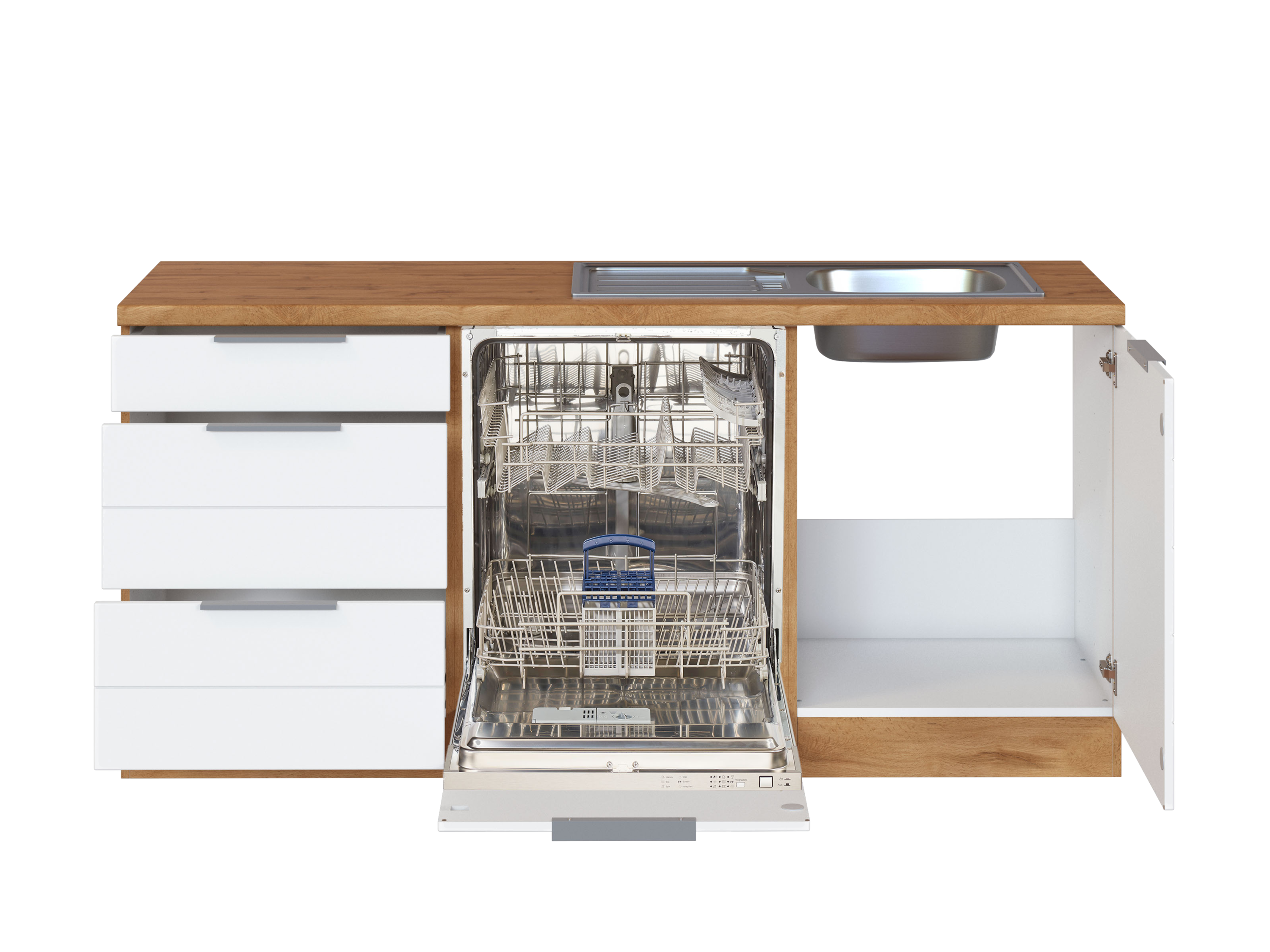 Thumbnail - HELD Küchenzeile »Bonn«, mit Elektrogeräten (240/270 cm, wotaneiche/ matt weiß)