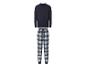 ESMARA MEN Herren-Pyjama mit dunkelblauem Oberteil und karierter Hose.