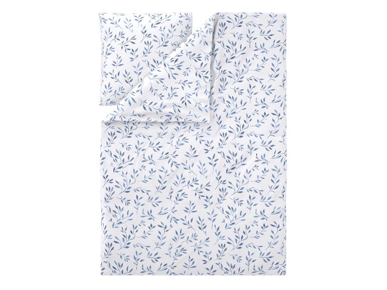 Weiße Bettwäschegarnitur mit blauem Blättermuster