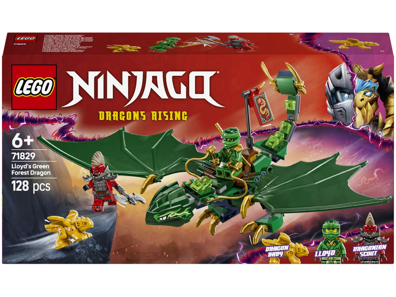 Grünes Drachenbauset mit Lloyd und einem Drachen-Scout, 128 Teile.