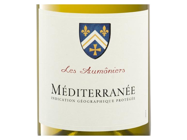 Les Aumôniers Méditerranée Weißweinetikett mit Wappen