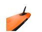 Orangefarbenes Paddleboard mit schwarzer Finne und Maßen 350 x 76 x 15 cm (11'6' x 30' x 6')