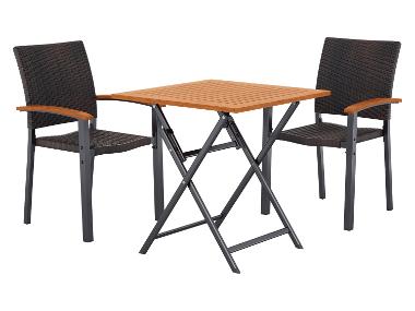 LIVARNO® Geflecht-Set »Valencia«, 3-teilig - Klapptisch & 2 Stapelstühle