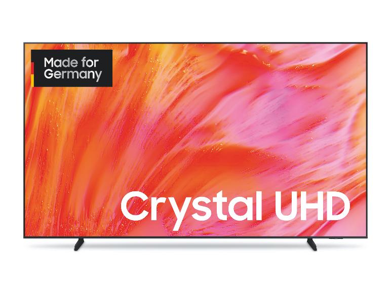 Crystal UHD Fernseher mit dem Schriftzug „Made for Germany“ in der oberen linken Ecke.