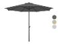 Anthrazitgrauer Garten Sonnenschirm mit drei Farboptionen.