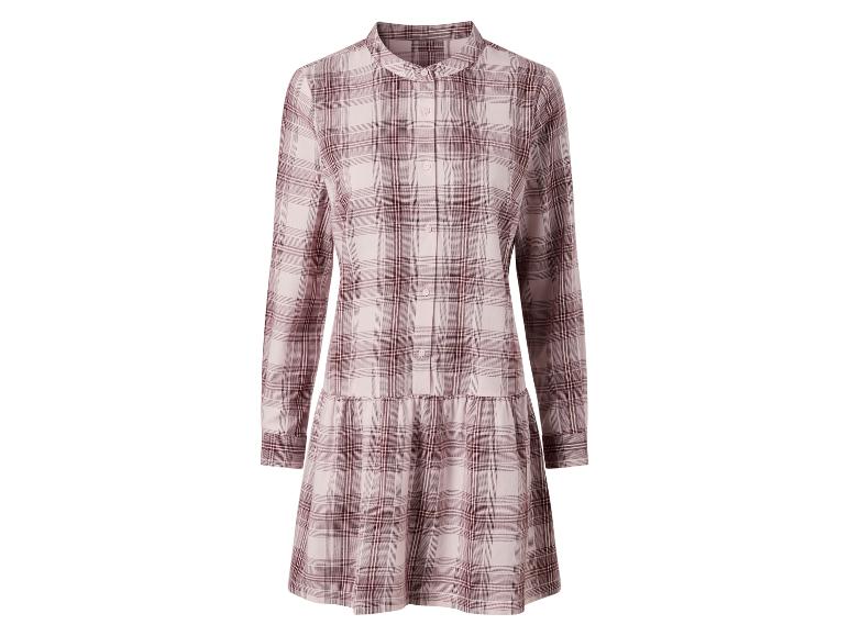 Rosa-braunes kariertes Hemdkleid.