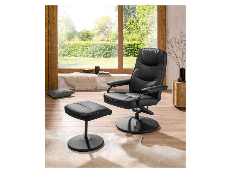 Gehe zu Vollbildansicht: LIVARNO home Relaxsessel mit gemütlichem Fußhocker, schwarz - Bild 3