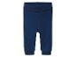 Dunkelblaue Babyhose mit breitem, umgeschlagenem Bund und gerippten Bündchen.