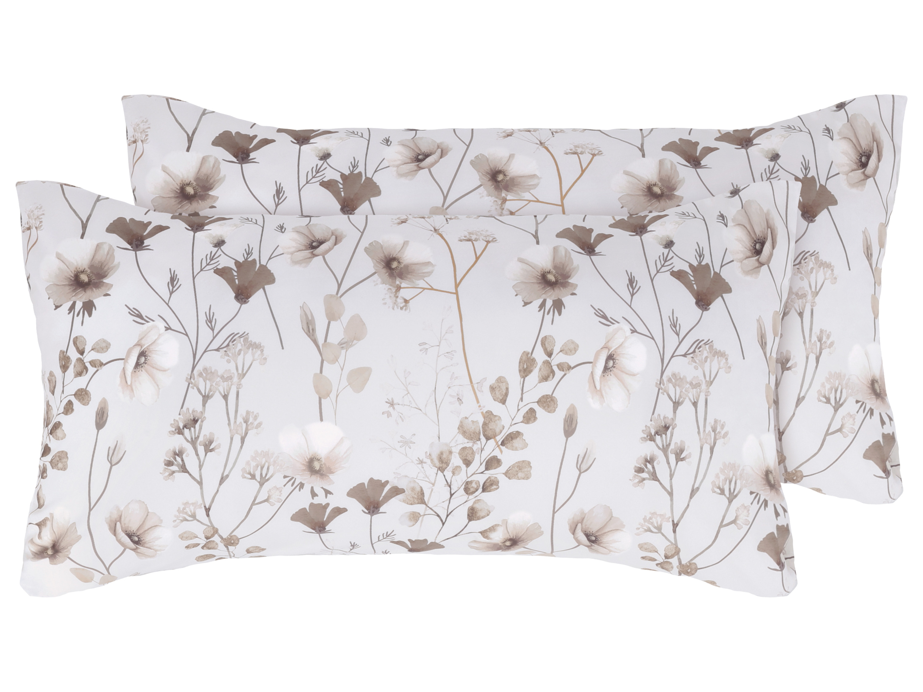 LIVARNO® Mikrofaser-Satin-Kissenbezüge / Mikrofaser-Satin-Wendekissenbezüge, 40 x 80 cm, 2 Stück (Blätter/beige)""