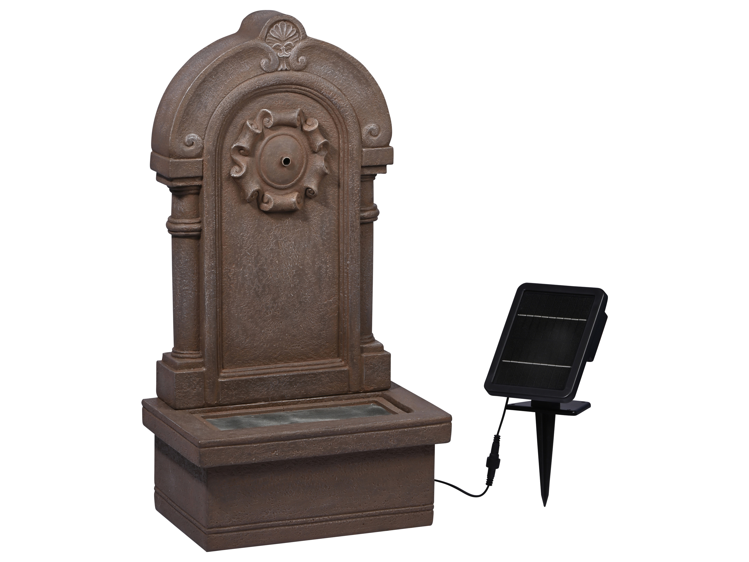 Thumbnail - dobar Gartenbrunnen mit LEDs und Solar-Panel (Poseidon/sandstein)