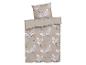 Beige Bettwäsche-Set mit Kranichmuster.