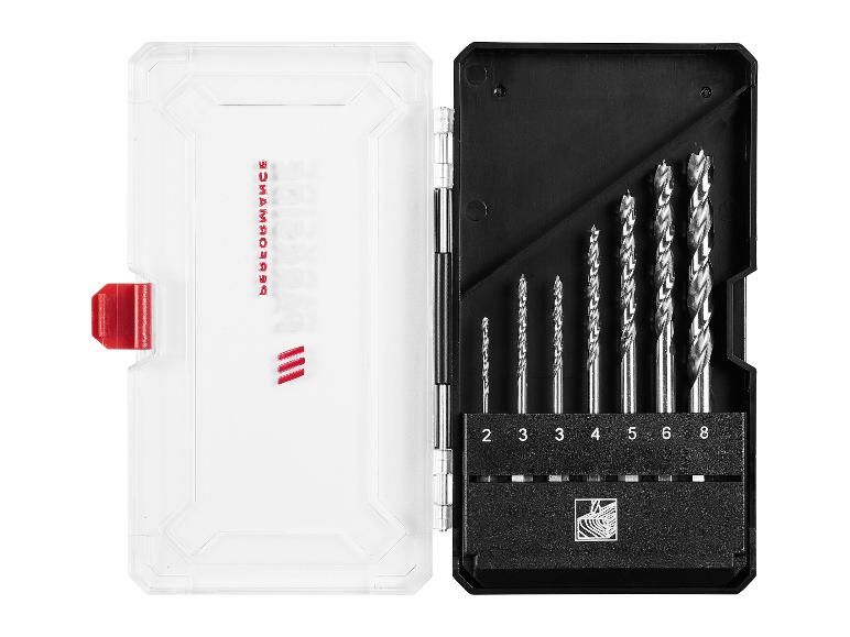 Holzbohrer-Set in schwarzem und transparentem Gehäuse.