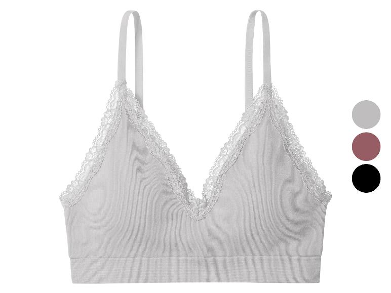 Grauer Bralette-BH mit Spitze, erhältlich in Grau, Rosa und Schwarz.