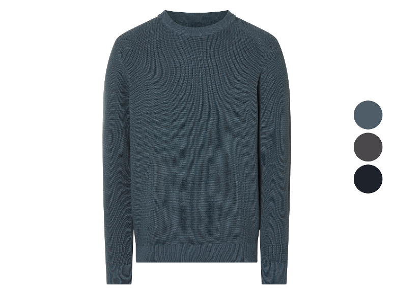 Ein dunkelblauer Strickpullover mit Farboptionen.