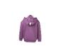 Lila Kinder-Kapuzenpullover mit Tiergesicht-Design auf der Kapuze, Rückansicht.