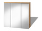 Ein Holz-Badschrank mit drei Spiegeltüren.