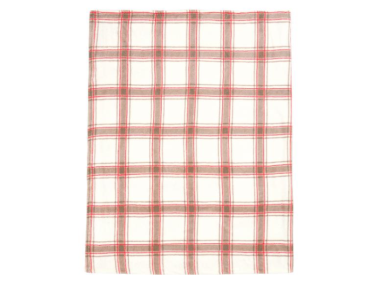Fleecedecke mit weißem, rotem und braunem Karomuster