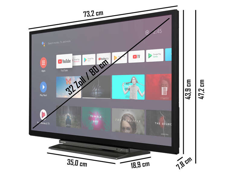 Gehe zu Vollbildansicht: TOSHIBA »32WA3B63DA« 32 Zoll Fernseher/Android TV, HD-Ready, HDR, LED, Smart-TV, Triple-Tuner - Bild 3