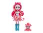 Enchantimals Puppe mit pinkem Haar und passender Katze.