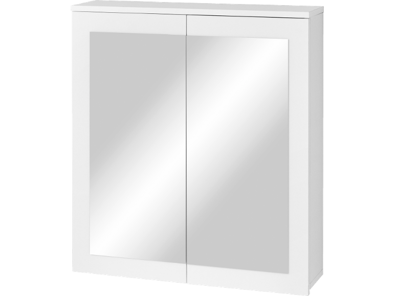Weißer Badezimmerschrank mit zwei Spiegeltüren