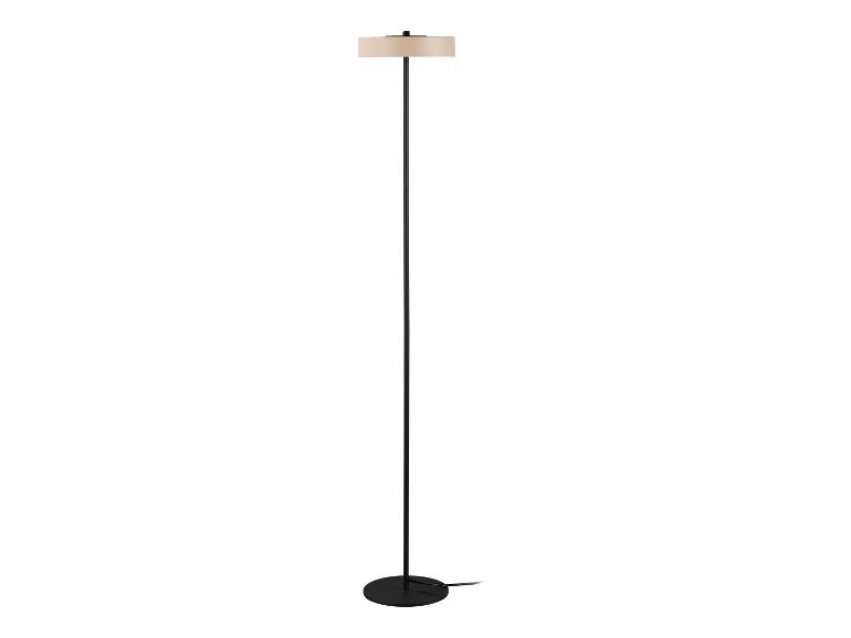 Moderne schwarze Stehlampe mit beigem Stoffschirm