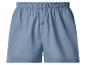 Blaue Herren-Boxershorts aus Baumwolle mit Gummibund und Knopf.