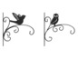 Zwei Metall-Wandhalterungen mit Vogel- und Eulenmotiven.