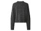 Grauer Damen-Langarmpullover mit Stehkragen, Rückansicht.