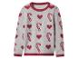 Grauer Pullover mit roten Herzen und Zuckerstangen