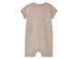 Beige Baby-Strampler aus Baumwolle.