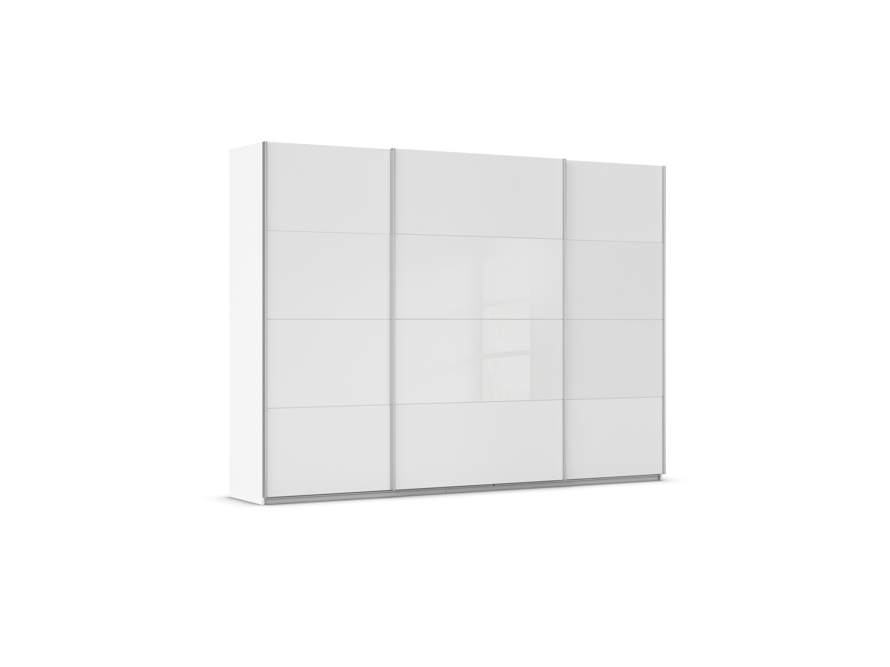 Thumbnail - rauch ORANGE Quadra Schwebetürenschrank mit Glaselementen (Premium-Ausstattung, Korpus:Weiß, Glas:Weiß, Breite: 315cm/Hö...