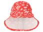 Roter Kinder-Sonnenhut mit Blumenmuster und breiter Krempe.