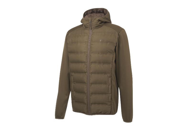 Herren-Steppjacke in Olivgrün mit Kapuze, langen Ärmeln und Reißverschluss