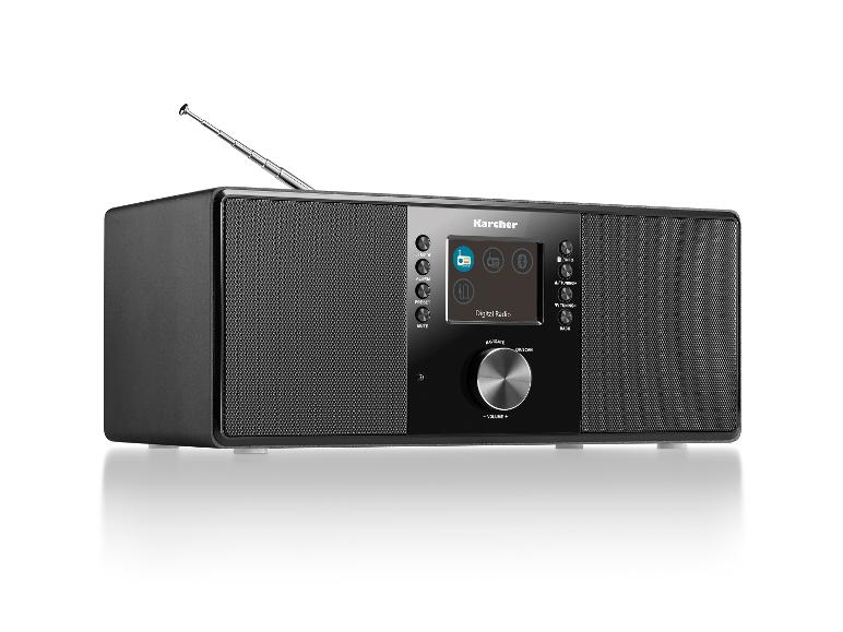 Karcher Digitalradio mit Antenne, Display mit 'Digital Radio' und Bedientasten.
