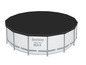 Ein rundes Bestway Steel Pro Max Schwimmbecken mit einer schwarzen Abdeckung.